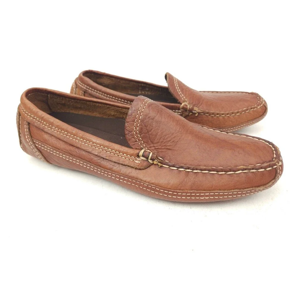 Duluth Trading Co Brown Pebble Leather Driving Loafer Men's 8 W 43183
